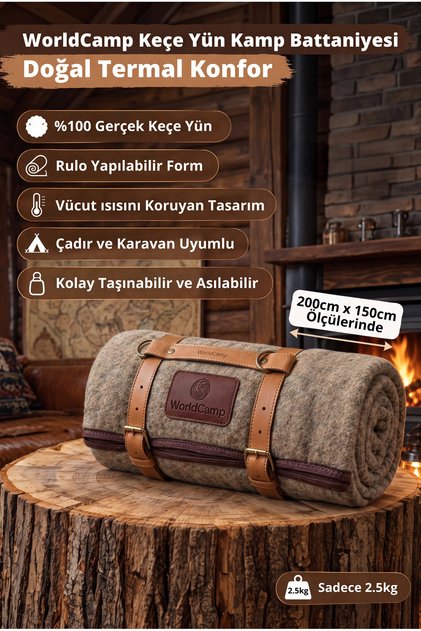 Keçe Yün Kamp Battaniyesi