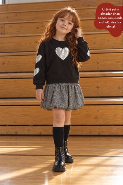 Girl's Heart Long Sleeve Sweatshirt Balloon Skirt Set (2-5 Years)