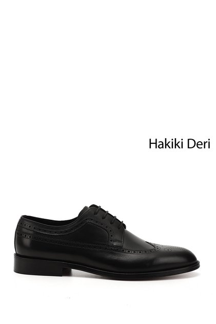 Men's Black Laced Leather Sole Genuine Leather Classic Shoes