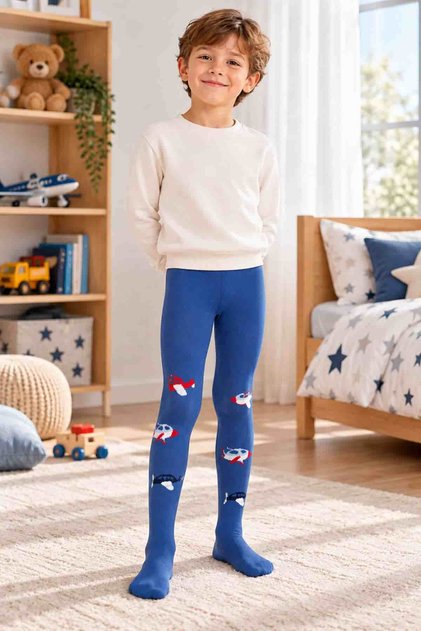 3-Piece Baby Boy Kids Pantyhose Colorful Car Airplane Patterned Cotton