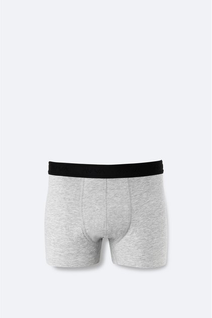 Men's Gray Basic Cotton Breathable Bi-Stretch Single Regular Fit Boxer B009510