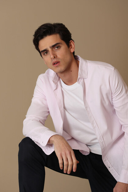 Lora Men's Smart Shirt Comfort Slim Fit Pink