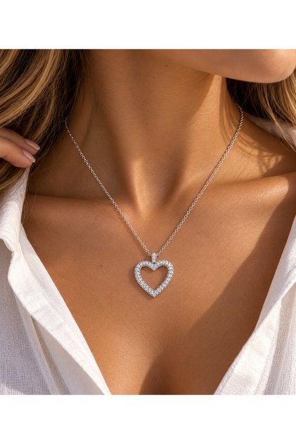 Colorfast Zircon Stone Sparkling Model Heart Necklace | Heart Women's Necklace