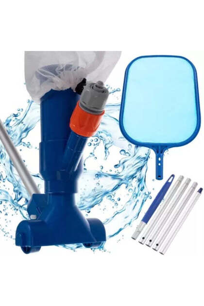 Kit de curățare a piscinei cu aspirator, Albastru / Alb