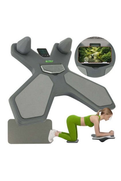 Placă de echilibru multifuncțională pentru antrenament abdominal tip plank, afișaj LED, cu contor, gri