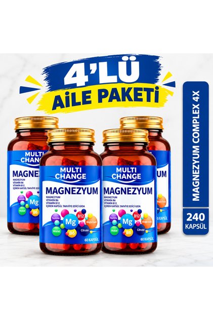 Magnesium Complex 4X (Bisglycinate, Citrate, Malate, Taurate) + Vitamin B6 and B12 | Family Package