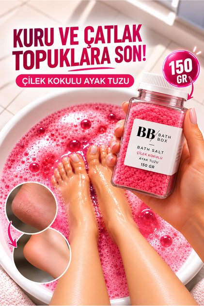 Çilek Kokulu Manikür, Pedikür, Banyo Tuzu, Köpüren Banyo Tozu, Ayak Spa Tuzu 100 gr