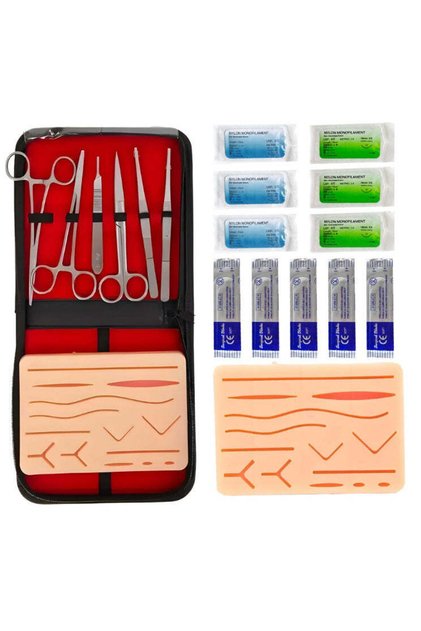 Kit de practică din 18 piese și simulator pentru suturi chirurgicale, pentru instruirea studenților la medicină, Multicolor