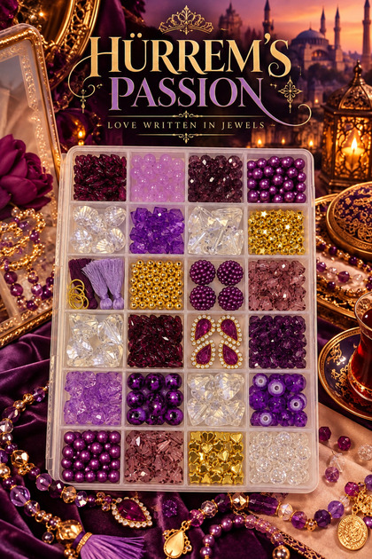 Hürrem's Passion 👑 24 Compartment Jewelry Making Set – Purple, Plum & Gold Bead Design Kit