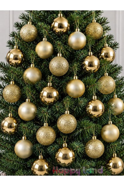 Christmas Tree Decoration 4 cm Gold 24 Pieces Gold Colored Cici Ball