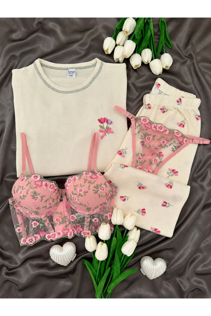 Women's Ecru Waffle Premium Pajama Set with Innerwear
