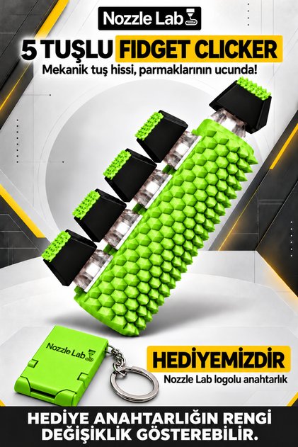5 Tuşlu Mekanik Stres Oyuncağı – El ve Parmak Oyalayıcı Pütürlü Fidget Clicker