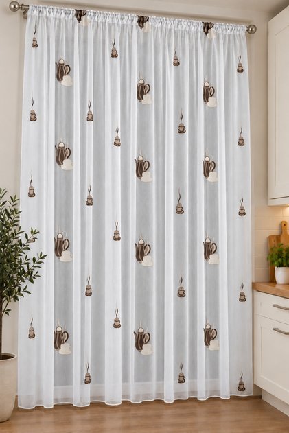Perdea bucatarie alba model BC2 confectionata cu rejansa