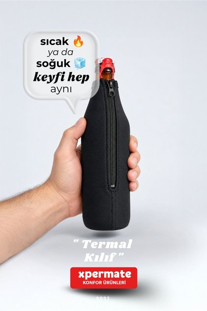 500 ml Zippered Beer Bottle Sleeve Neoprene Thermal Cold Holder Black