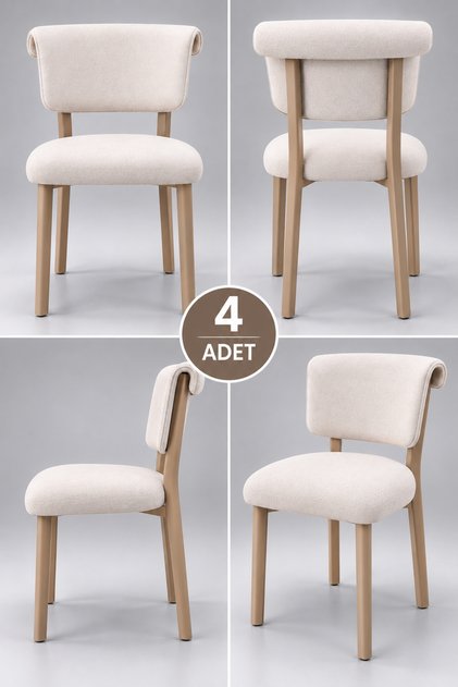 4 Adet, Velora Bukle, Sandalye Takımı