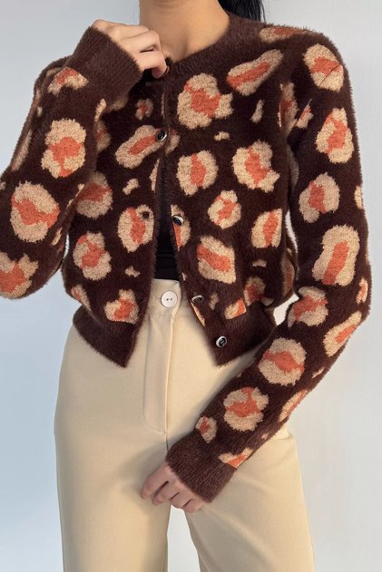 Leopard Patterned Knitwear Cardigan