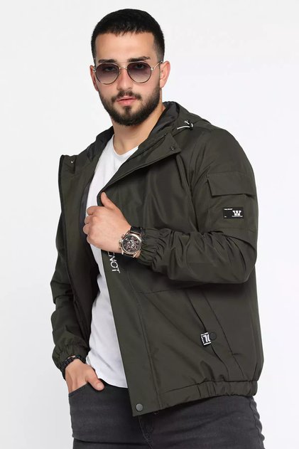 Hooded Lined Men's Seasonal Coat with Sleeve Pocket Detail