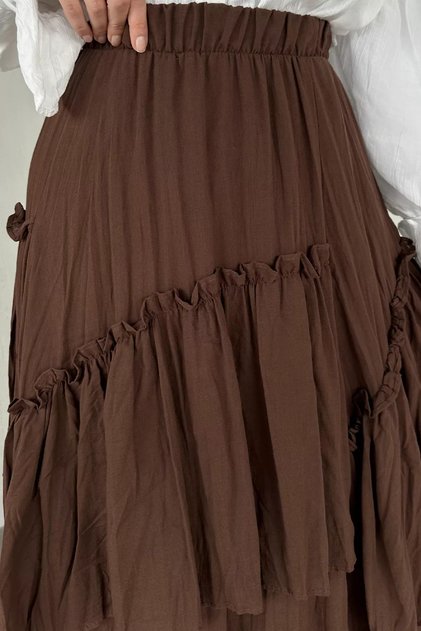 Voile Hijab Skirt with Elastic Waist and Inner Lining