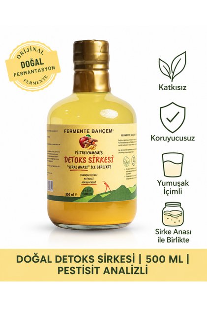 Doğal Detoks Sirkesi 500 ml (DOĞAL FERMANTASYON & PESTİSİT ANALİZLİ)
