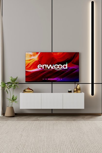 Capella Beyaz Country Mdf 3 Kapaklı Duvara Monte 140 Cm Tv Ünitesi