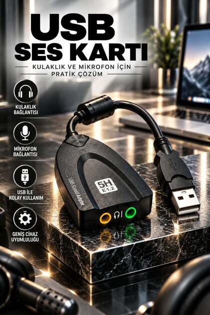 USB Harici 7.1 Ses Kartı USB Ses Adaptörü Kulaklık Mikrofon Dönüştürücü