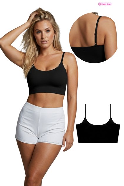 777 Women's Laser Cut Crop Bustier with Adjustable Thin Straps