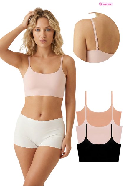 777 Women's Thin Strap Laser Cut Crop Bustier