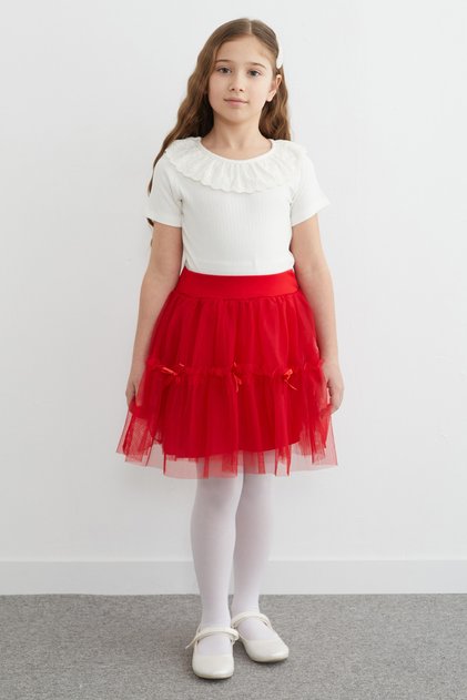 23 April Girls' Tulle Skirt with Elastic Bow