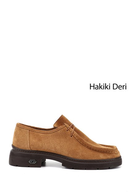 Women's Tan Suede Lace-Up Genuine Leather Comfort Shoes