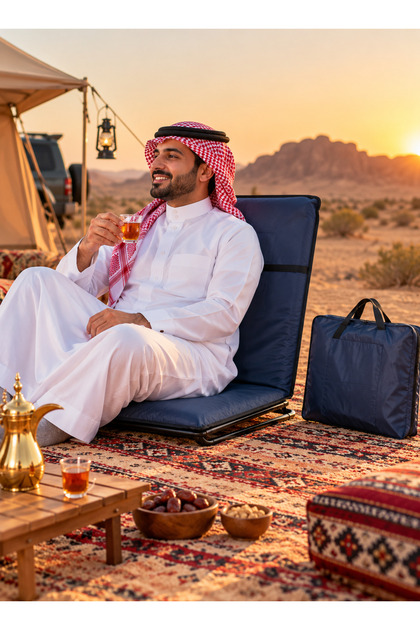 السعيد طقم كرسي أرضي محمول قابل للطي للرحلات والتخييم أزرق