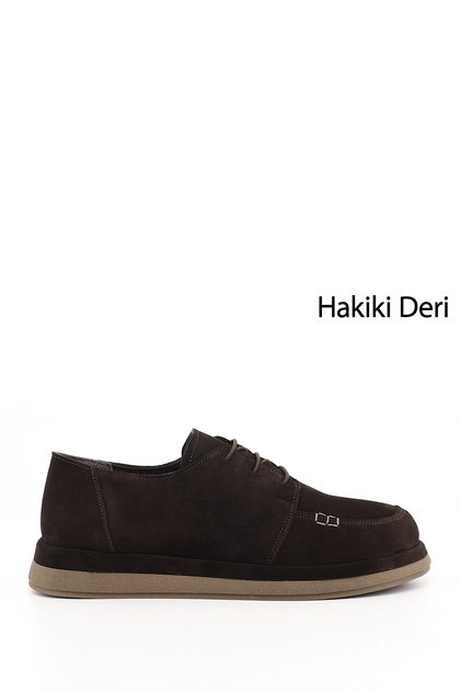 Women's Brown Suede Lace-Up Genuine Leather Shoes