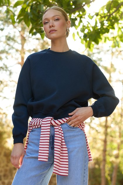 3 Yarn Basic Crew Neck Oversize Sweatshirt
