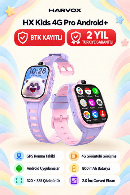 HX Kids 4G Pro+ Android Sim Kartlı Gps Akıllı Çocuk Saati Konum Takibi Görüntülü Konuşma 4G Destekli