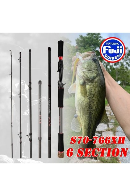 Casting version Fishing Rod 6 Section Casting Spinning Portable Travel Fishing Rod 30T Carbon Fiber