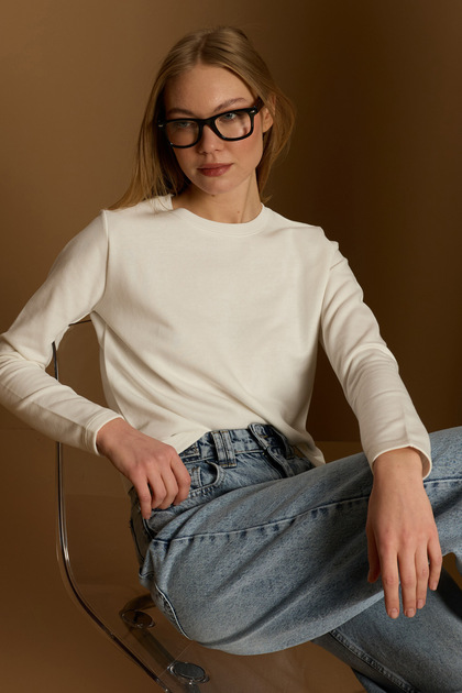 3 İplik Şardonsuz Yakası Ribanalı Sweatshirt