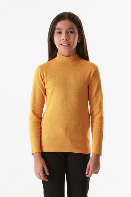 Basic Stand Collar Girl's Bodysuit