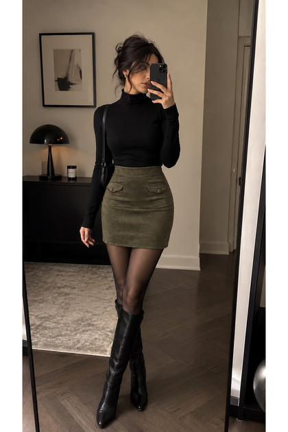 Khaki Pocket Skirt - Khaki