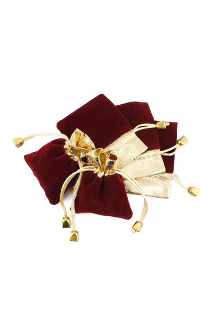 9x12cm 50pcs Burgundy 50Pcs/lot Velvet Bag Flannel Jewelry Sachet Gold Plated Packaging Bag Drawstri