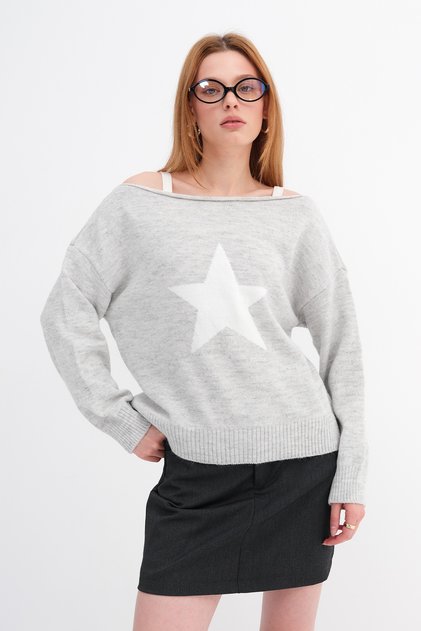 Star Patterned Knitwear Sweater K3482