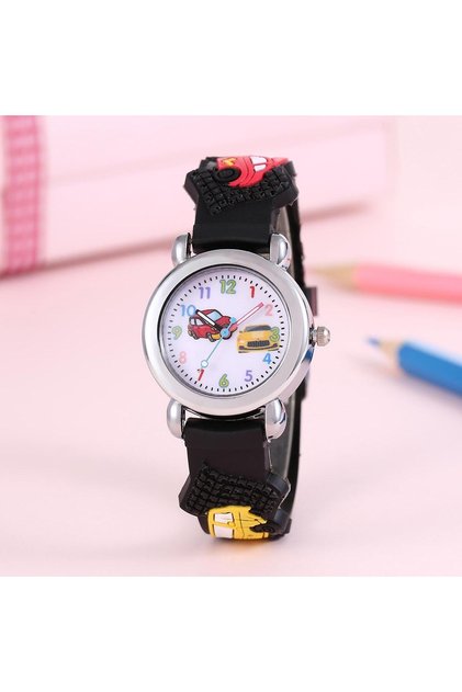 black New Fashion Colorful Cartoon Car Student Children's Watch Quartz Watch Electronic Watch