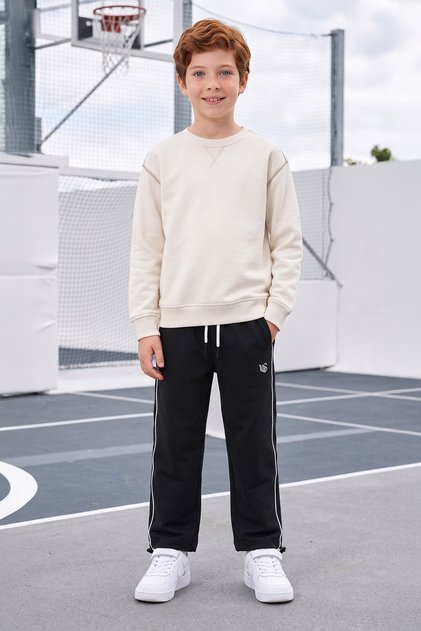 Boys' Sweatpants with Ribbed Cuffs and Stoppers