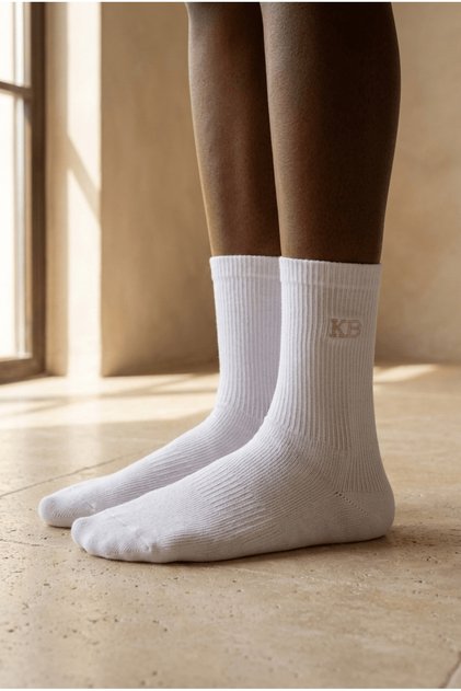 Unisex K&B Embroidered Socks White
