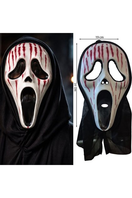 Kaliteli Kırılmaz Plastik Ghost Scream Kapüşonlu Kanlı Çığlık Hayalet Maskesi