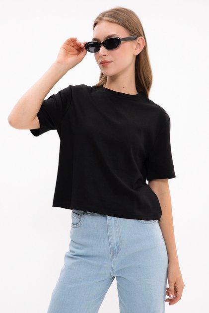 basic guler rotund Tricou modal