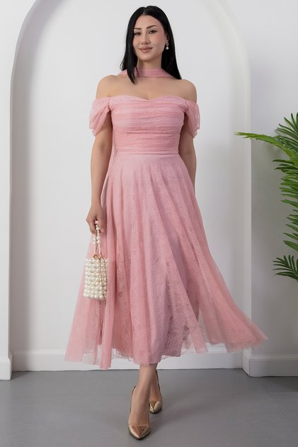 Sweetheart Neckline Low Sleeve Lace Dress Drp2079