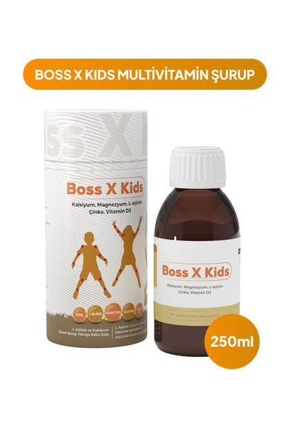 Boss X Kids - Kalsiyum, Magnezyum, L-Arjinin, Çinko, Vitamin D3 İçeren Çocuk Multivitamin Takviyesi 250ml