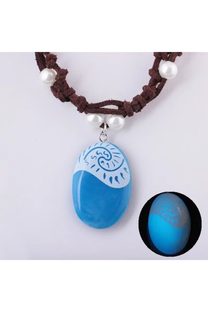 A Anime Movie Princess Moana Necklace Cosplay Handmade Braided Leather Rope Luminous Pendant Women G