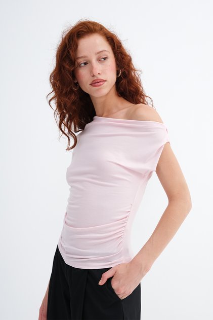 Kayık Yaka Ruched Bluz P0750