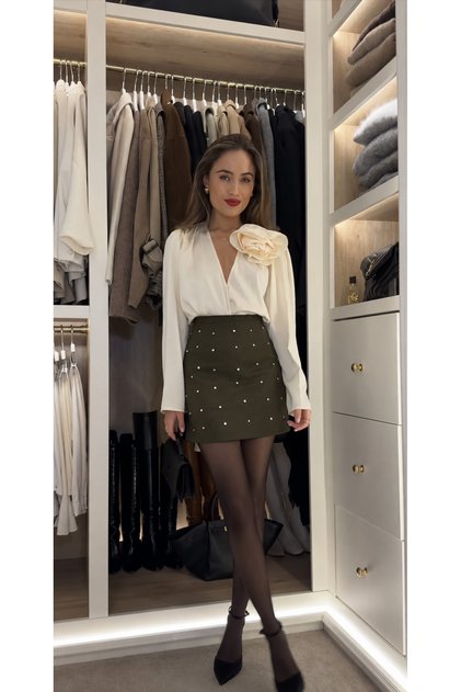 Topshow Khaki Dotted Wholesale Skirt - Khaki