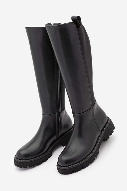 Women's Daily Boots Elastic Stretch Above Knee Verilas Black